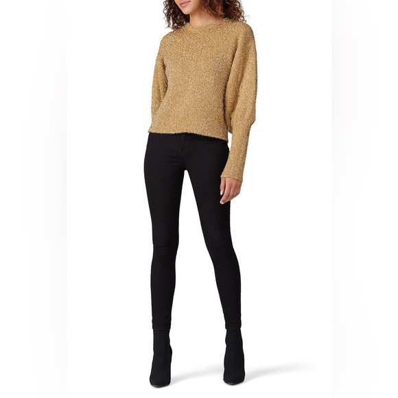 KEEPSAKE the Label Tops - KEEPSAKE - The Label Metallic Gold Knit Puff Long Sleeve Women’s Top in Size M